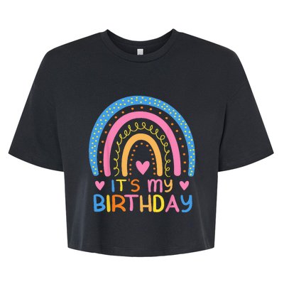 IT’S MY BIRTHDAY RAINBOW For Women Ns Girls Gift Bella+Canvas Jersey Crop Tee