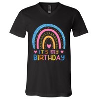 IT’S MY BIRTHDAY RAINBOW For Women Ns Girls Gift V-Neck T-Shirt