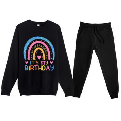 IT’S MY BIRTHDAY RAINBOW For Women Ns Girls Gift Premium Crewneck Sweatsuit Set