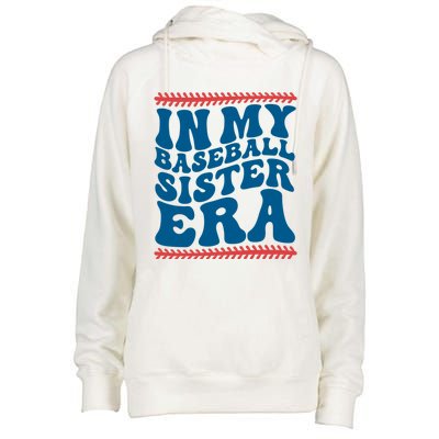 In My Baseball Sister Era Sporty Girl Womens Funnel Neck Pullover Hood