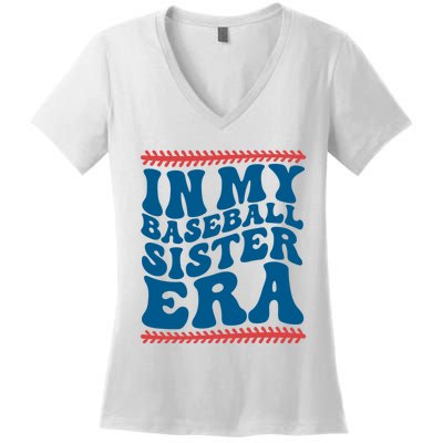 In My Baseball Sister Era Sporty Girl Women's V-Neck T-Shirt