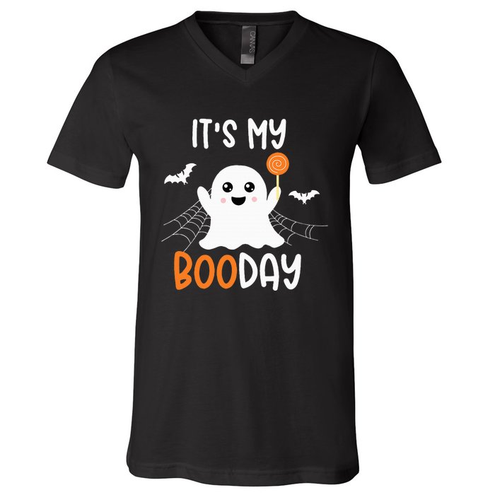 Its My Boo Day Cute Halloween Birthday Ghost V-Neck T-Shirt