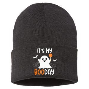 Its My Boo Day Cute Halloween Birthday Ghost Sustainable Knit Beanie