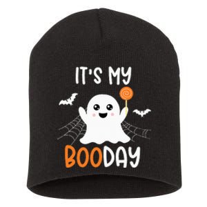 Its My Boo Day Cute Halloween Birthday Ghost Short Acrylic Beanie