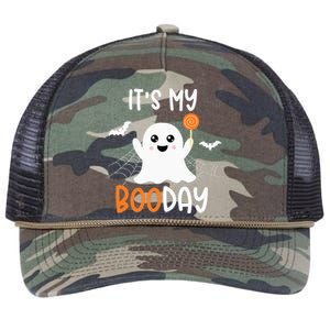 Its My Boo Day Cute Halloween Birthday Ghost Retro Rope Trucker Hat Cap