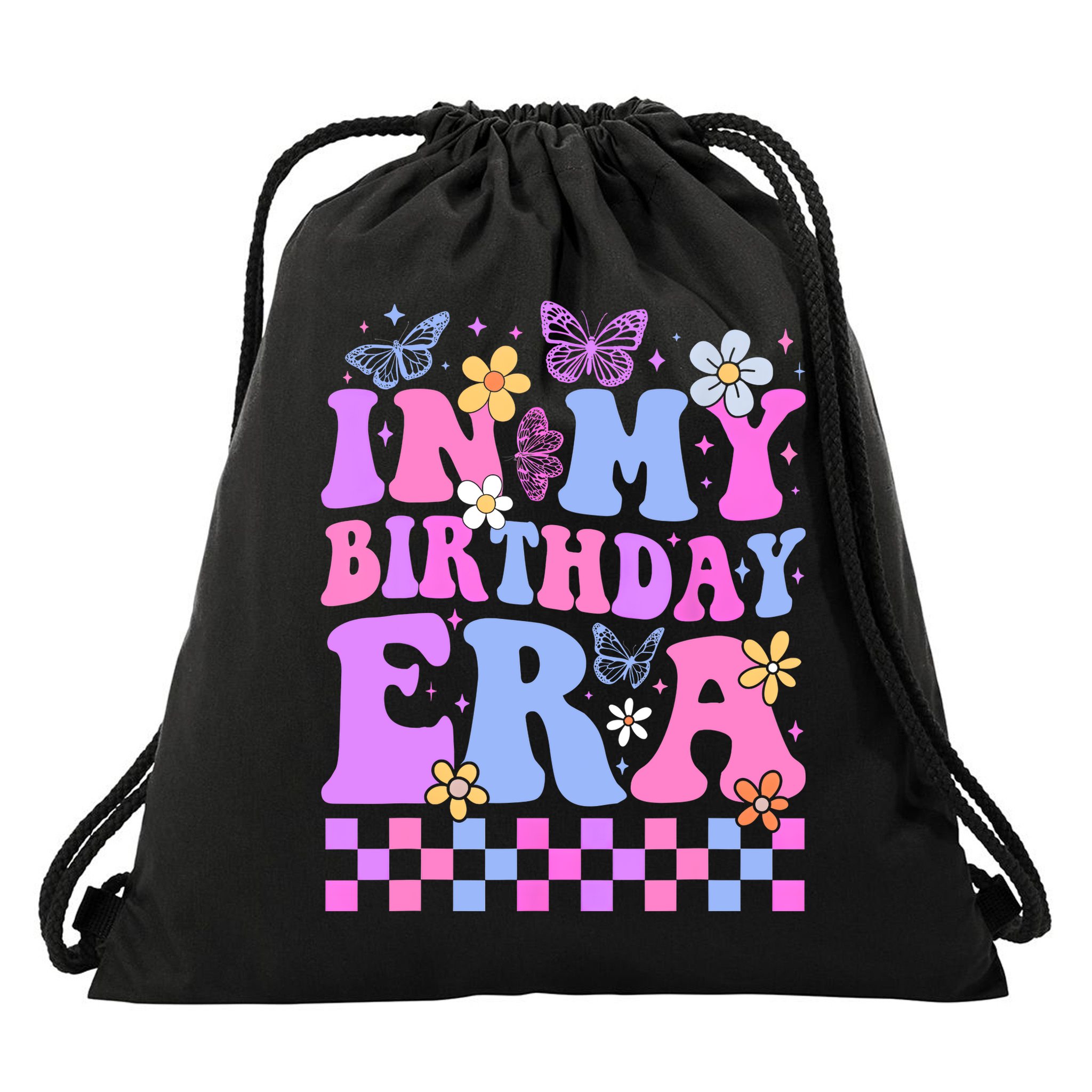 In My Birthday Era Retro Funny Bday Gifts Girl Drawstring Bag