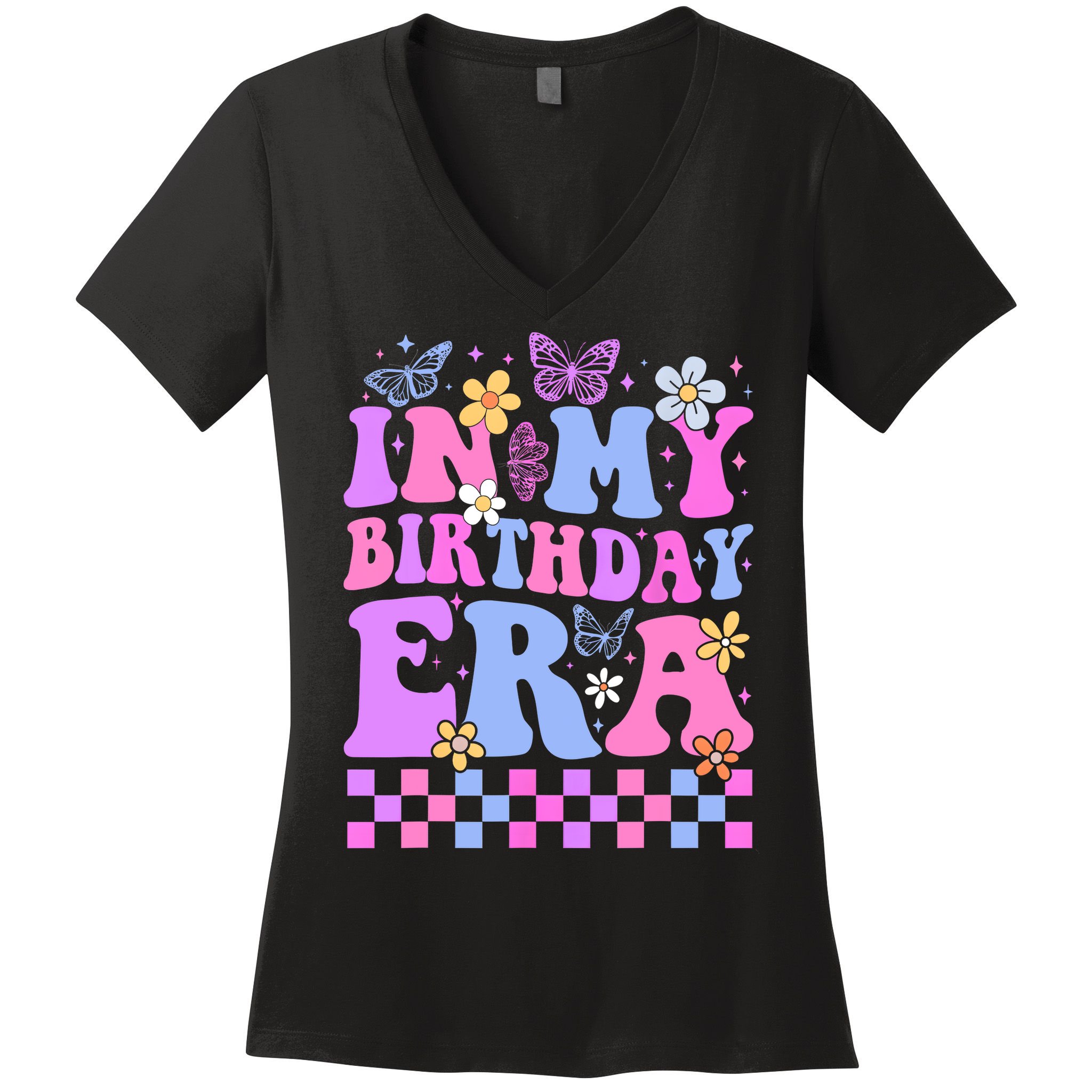 In My Birthday Era Retro Funny Bday Gifts Girl Women's V-Neck T-Shirt