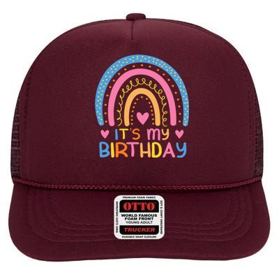 IT’S MY BIRTHDAY RAINBOW For Women Teens Women Gifts High Crown Mesh Back Trucker Hat