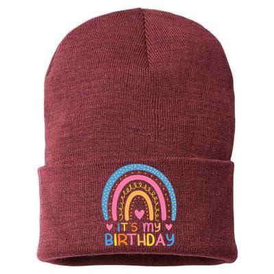 IT’S MY BIRTHDAY RAINBOW For Women Teens Women Gifts Sustainable Knit Beanie