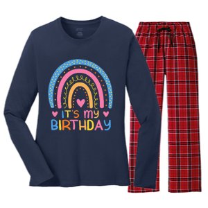 IT’S MY BIRTHDAY RAINBOW For Women Teens Women Gifts Women's Long Sleeve Flannel Pajama Set 