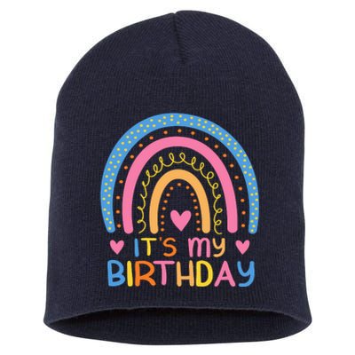 IT’S MY BIRTHDAY RAINBOW For Women Teens Women Gifts Short Acrylic Beanie