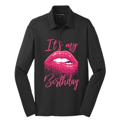 It's My Birthday For Women Gift For Mom Wife Gigi Birthday Silk Touch Performance Long Sleeve Polo