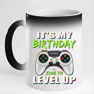 ItS My Birthday Boy Time To Level Up Video Game Gift 11oz Black Color Changing Mug