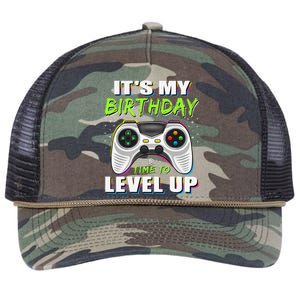 ItS My Birthday Boy Time To Level Up Video Game Gift Retro Rope Trucker Hat Cap