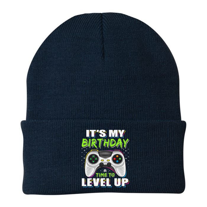 ItS My Birthday Boy Time To Level Up Video Game Gift Knit Cap Winter Beanie