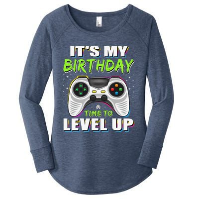 ItS My Birthday Boy Time To Level Up Video Game Gift Women's Perfect Tri Tunic Long Sleeve Shirt