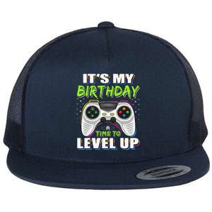 ItS My Birthday Boy Time To Level Up Video Game Gift Flat Bill Trucker Hat