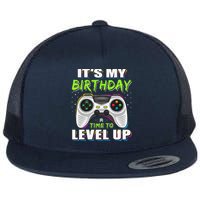 ItS My Birthday Boy Time To Level Up Video Game Gift Flat Bill Trucker Hat