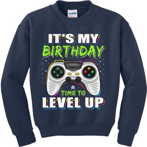 ItS My Birthday Boy Time To Level Up Video Game Gift Kids Sweatshirt