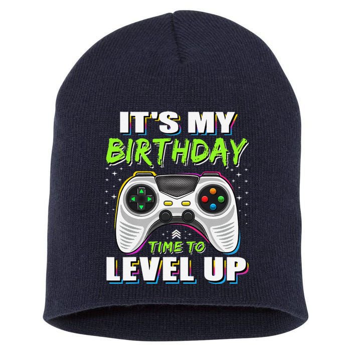 ItS My Birthday Boy Time To Level Up Video Game Gift Short Acrylic Beanie