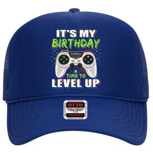 ItS My Birthday Boy Time To Level Up Video Game Gift High Crown Mesh Back Trucker Hat