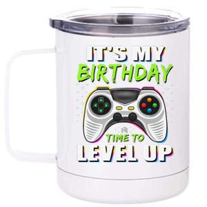 ItS My Birthday Boy Time To Level Up Video Game Gift 12 oz Stainless Steel Tumbler Cup