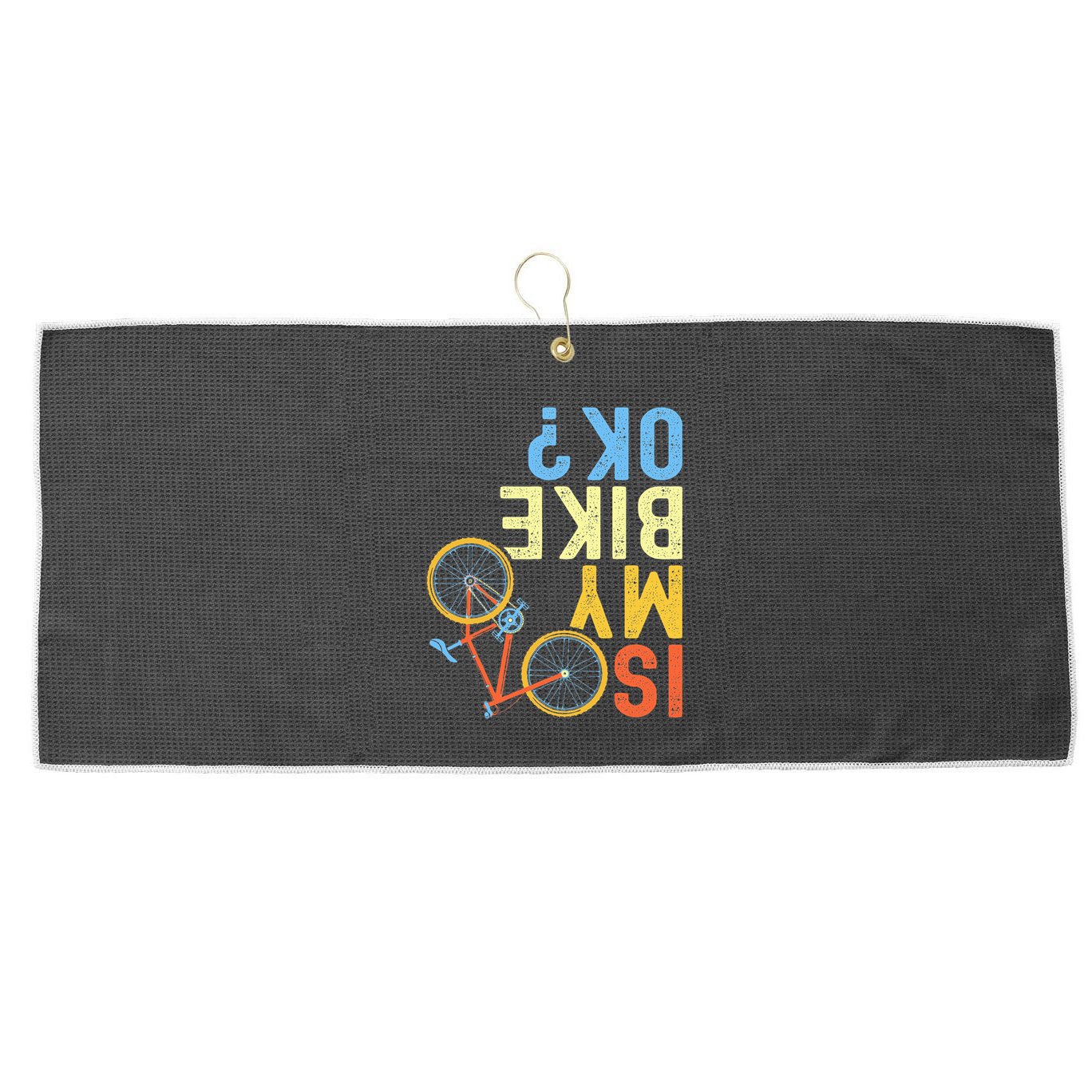 Is My Bike Ok Funny Cycling Cyclist Large Microfiber Waffle Golf Towel