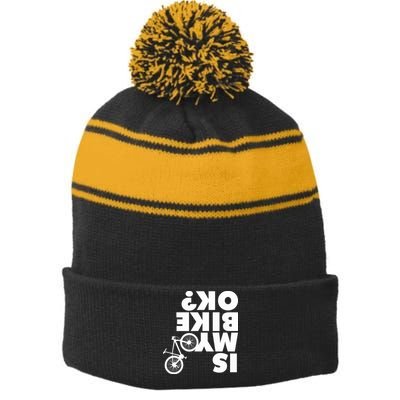 Is My Bike OK Tshirt Funny Mountain Bike Stripe Pom Pom Beanie