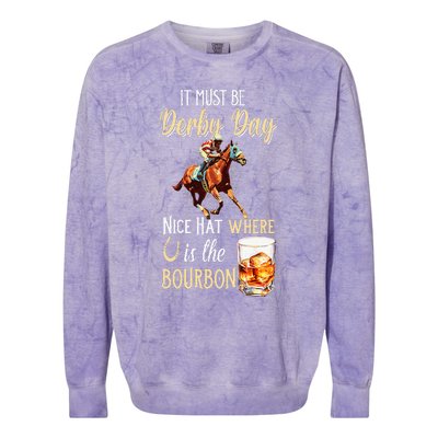 ItS Must Be Derby Day Bourbon Horse Racing Colorblast Crewneck Sweatshirt