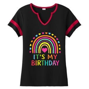 ItS My Birthday  Teens Girl Gift Rainbow Ladies Halftime Notch Neck Tee