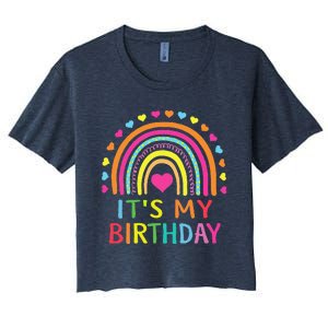 ItS My Birthday  Teens Girl Gift Rainbow Women's Crop Top Tee