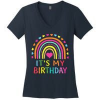 ItS My Birthday  Teens Girl Gift Rainbow Women's V-Neck T-Shirt