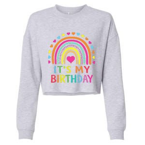 ItS My Birthday  Teens Girl Gift Rainbow Cropped Pullover Crew