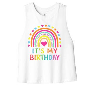 ItS My Birthday  Teens Girl Gift Rainbow Women's Racerback Cropped Tank