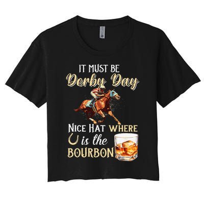 ItS Must Be Derby Day Bourbon Horse Racing Women's Crop Top Tee