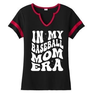 In My Baseball Mom Era Groovy Sport Ladies Halftime Notch Neck Tee