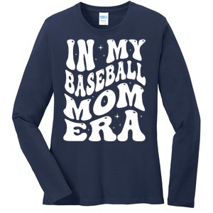 In My Baseball Mom Era Groovy Sport Ladies Long Sleeve Shirt