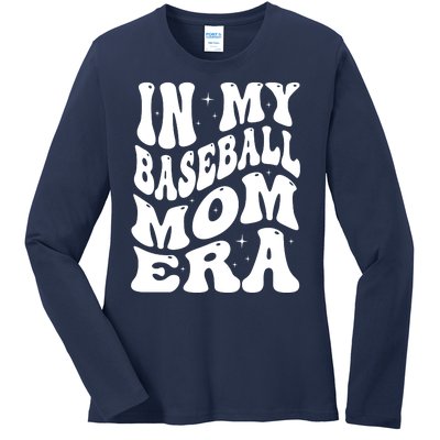 In My Baseball Mom Era Groovy Sport Ladies Long Sleeve Shirt