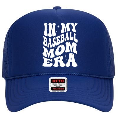 In My Baseball Mom Era Groovy Sport High Crown Mesh Back Trucker Hat