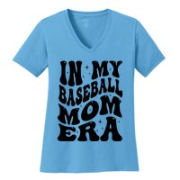 In My Baseball Mom Era Groovy Sport Women's V-Neck T-Shirt
