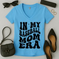 In My Baseball Mom Era Groovy Sport Women's V-Neck T-Shirt