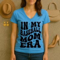 In My Baseball Mom Era Groovy Sport Women's V-Neck T-Shirt