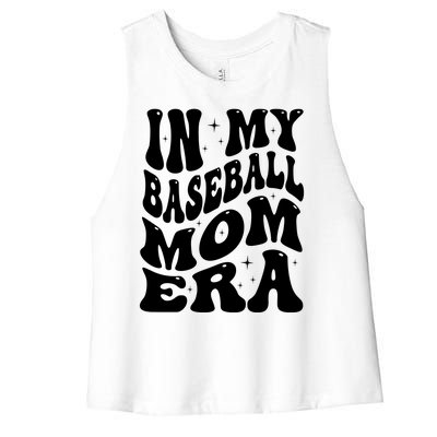 In My Baseball Mom Era Groovy Sport Women's Racerback Cropped Tank