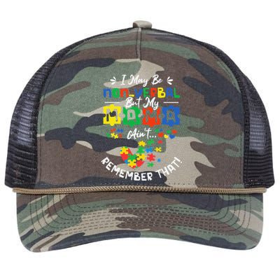 I May Be Non-Verbal But My Mama Ain't Remember That Autism Retro Rope Trucker Hat Cap