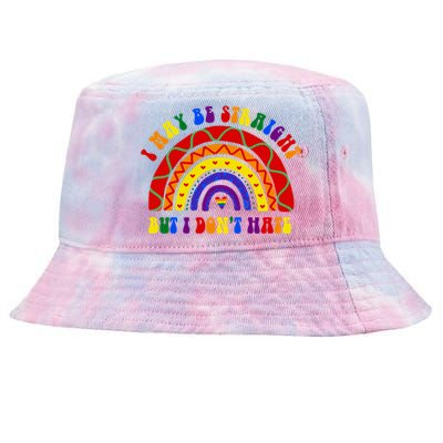 I May Be Straight But I Dont Hate Lgbt Boho Rainbow Gift Tie-Dyed Bucket Hat