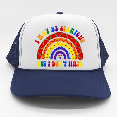 I May Be Straight But I Dont Hate Lgbt Boho Rainbow Gift Trucker Hat