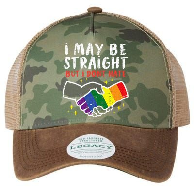 I May Be Straight But I Dont Hate G.A.Y Pride Flag L.G.B.T.Q Ally Legacy Tie Dye Trucker Hat
