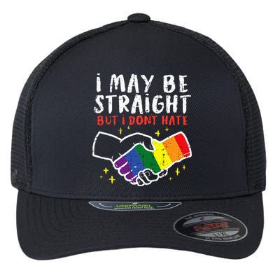 I May Be Straight But I Dont Hate G.A.Y Pride Flag L.G.B.T.Q Ally Flexfit Unipanel Trucker Cap