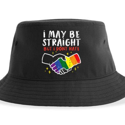 I May Be Straight But I Dont Hate G.A.Y Pride Flag L.G.B.T.Q Ally Sustainable Bucket Hat