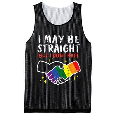 I May Be Straight But I Dont Hate G.A.Y Pride Flag L.G.B.T.Q Ally Mesh Reversible Basketball Jersey Tank
